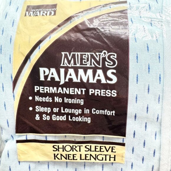 Mens Short Sleeve Knee-Length Lined Pattern Pajamas Size M New Old Stock Vtg - Picture 3 of 6
